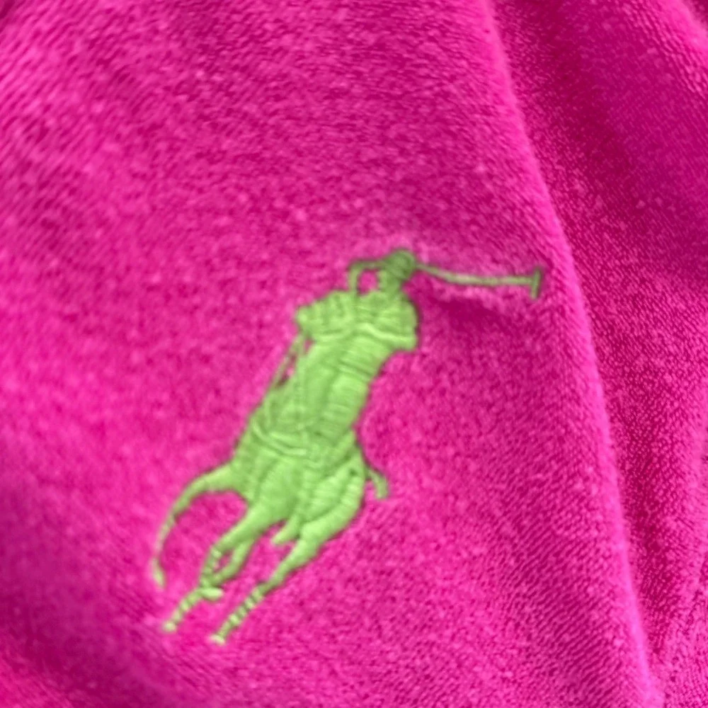 Polo Ralph Lauren Girls Pink Terry Cloth Full Zip Hoodie Sweatshirt Size M 8-10